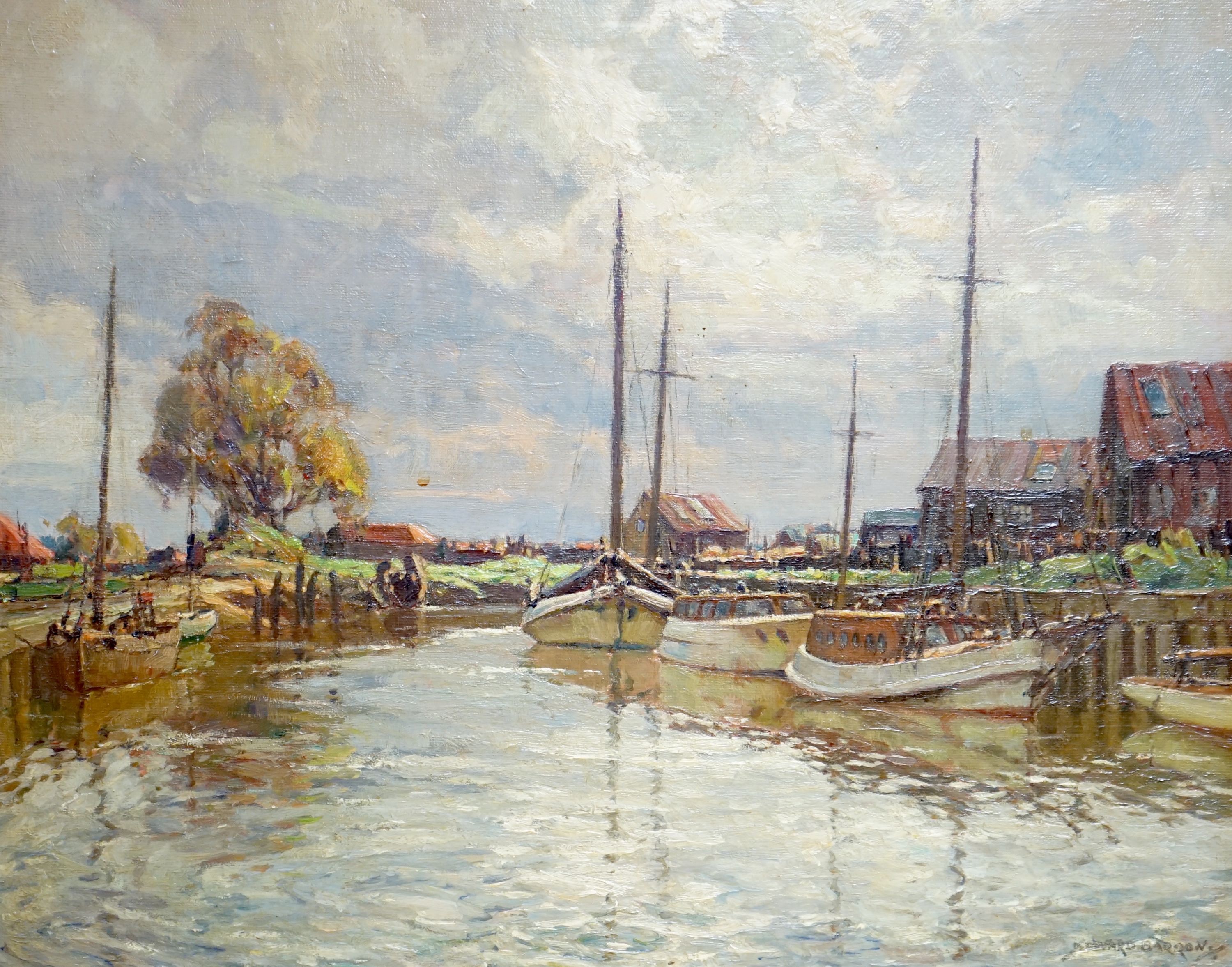 Edward Barrow, oil on board, The River at Rye, signed, 40 x 50cm